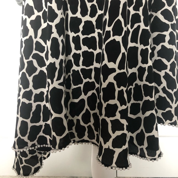 COPY - B&W Giraffe Print Raw Silk Circle Skirt w/ Pearls - Picture 5 of 6